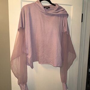 Missguided Sheer Sleeve Lilac Hoodie